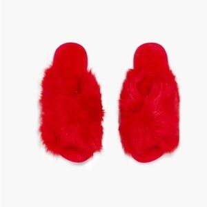 Savage X Fenty Fluff’d Up Slippers Red 10 Sold Out Online! brand new